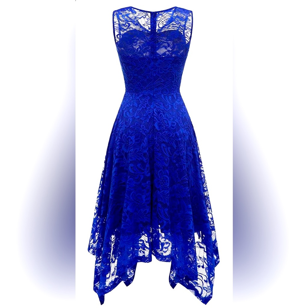 Women's Elegant Floral Lace Sleeveless Cocktail Party Swing Dress